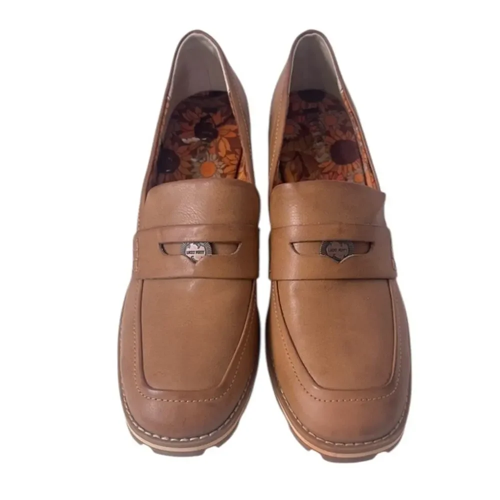 Korks Corsica Penny Loafer Women’s 10 Lugged Heel Slip On Tan New Without Box - Picture 2 of 10